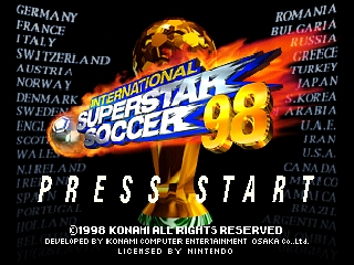 International Superstar Soccer '98 (Europe) Title Screen